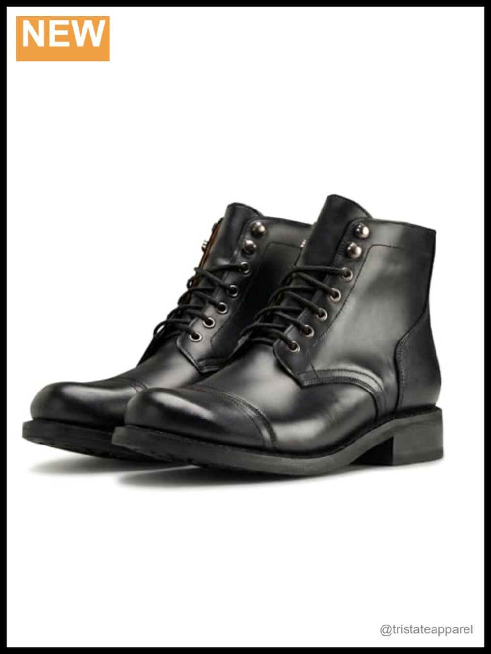 Men's Leather Mid-Top Work Boots Lace-Up Industrial Construction